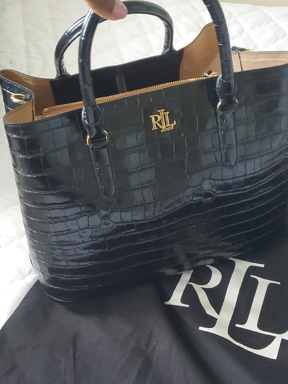 Ralph Lauren Embossed Leather Large Marcy Satchel